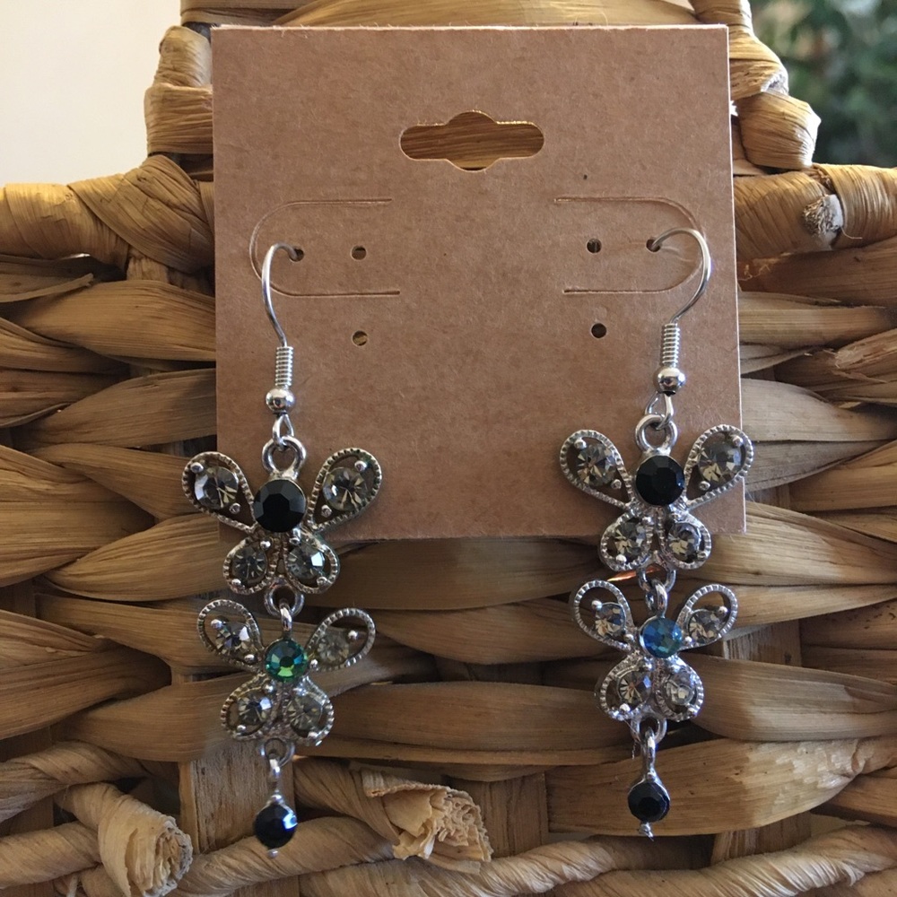 Vintage repurpose butterfly design dangle earrings
